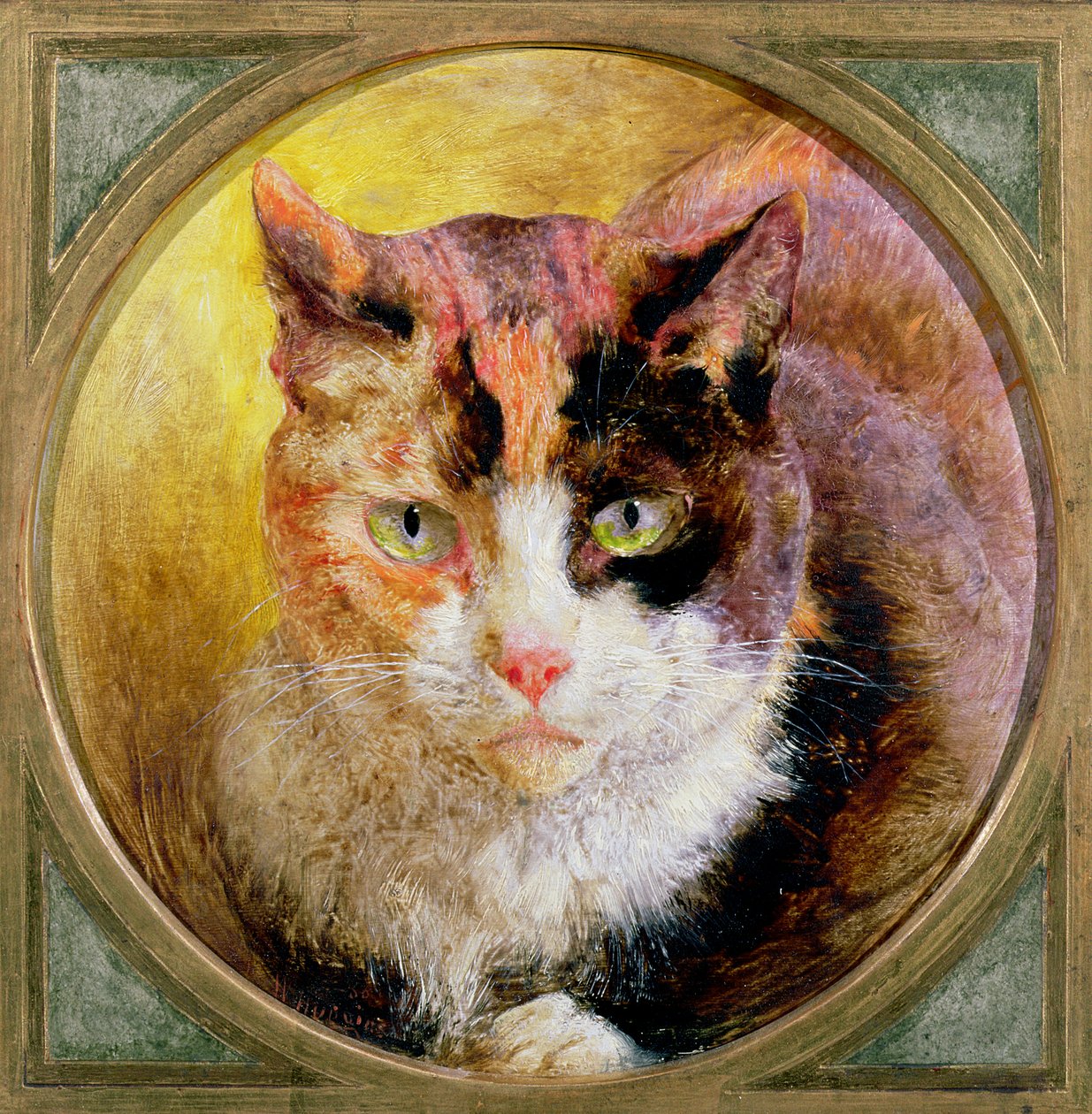 En huvudstudie av en sköldpaddkatt, 1866 av William Huggins