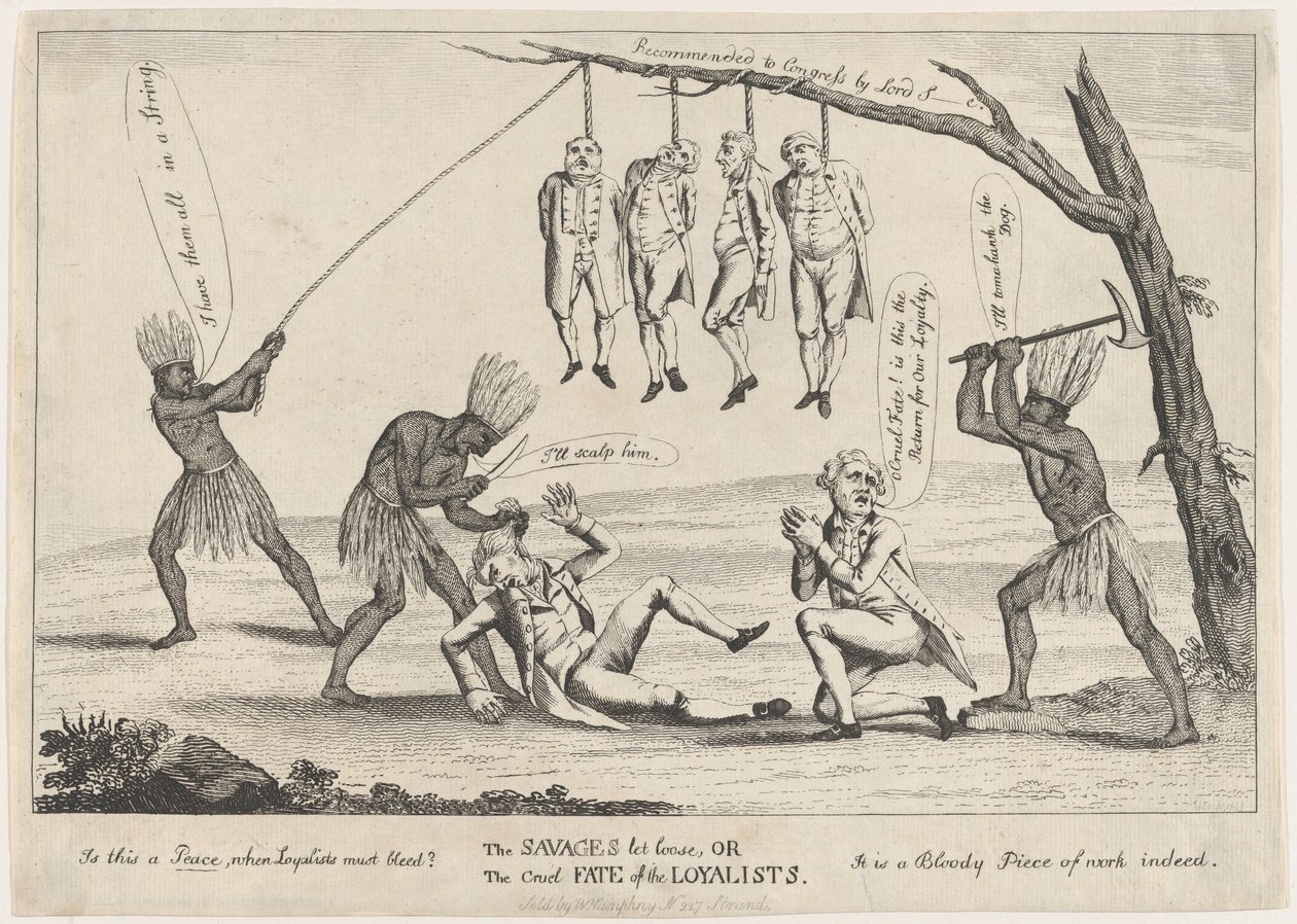Vildarna släppte loss, eller lojalisternas grymma öde, 1783. av William Humphrey