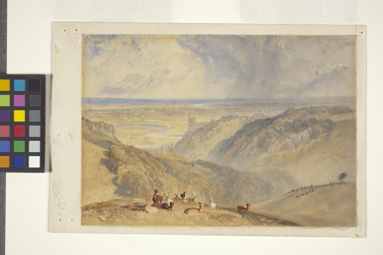 Arundel On The River Arun, efter JMW Turner (akvarell och gouache på benvitt papper) av William II Ward