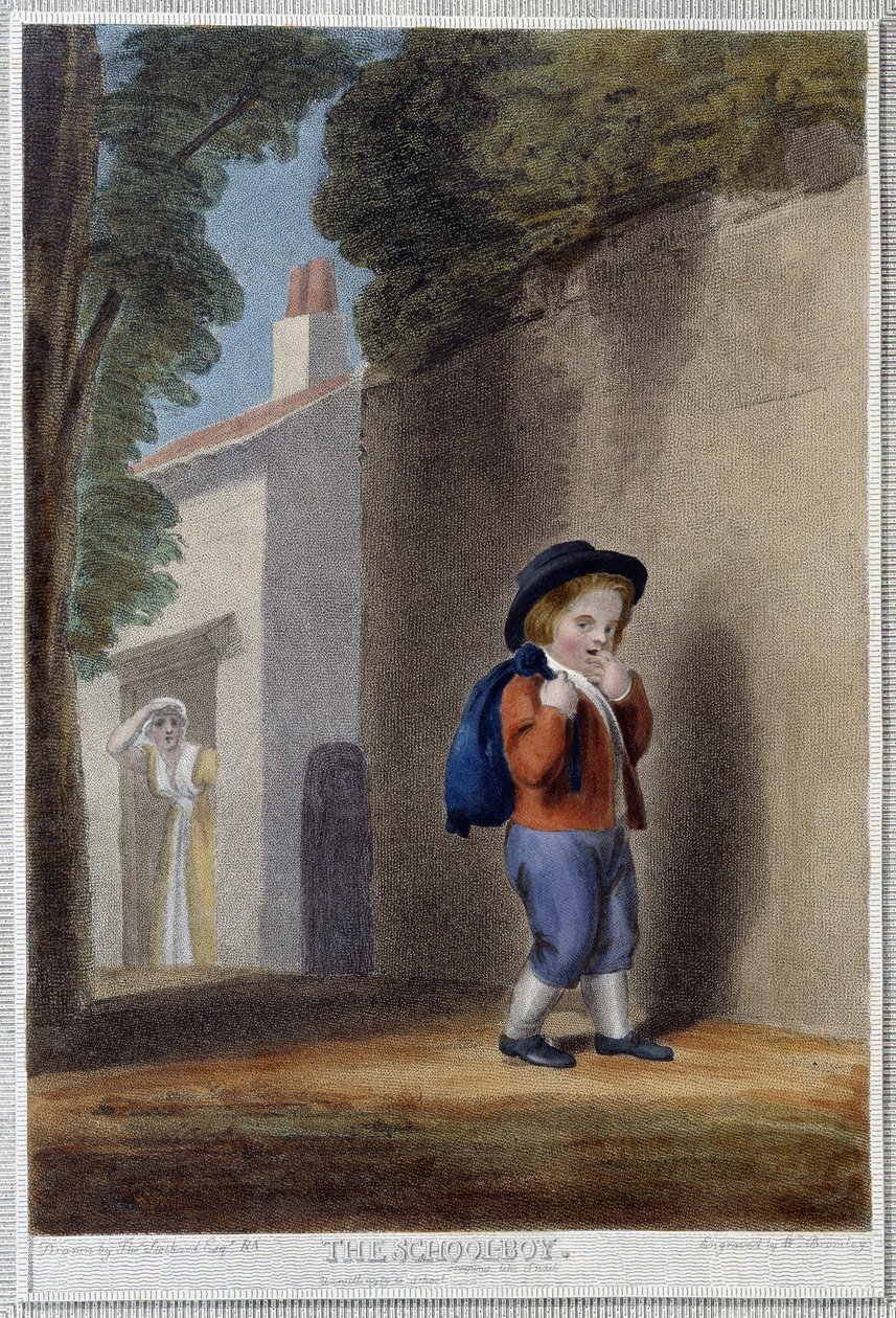 The Schoolboy - i "" The 7 Ages of Man "" av Shakespeare, ill. av W. Bromley, London av William I Bromley