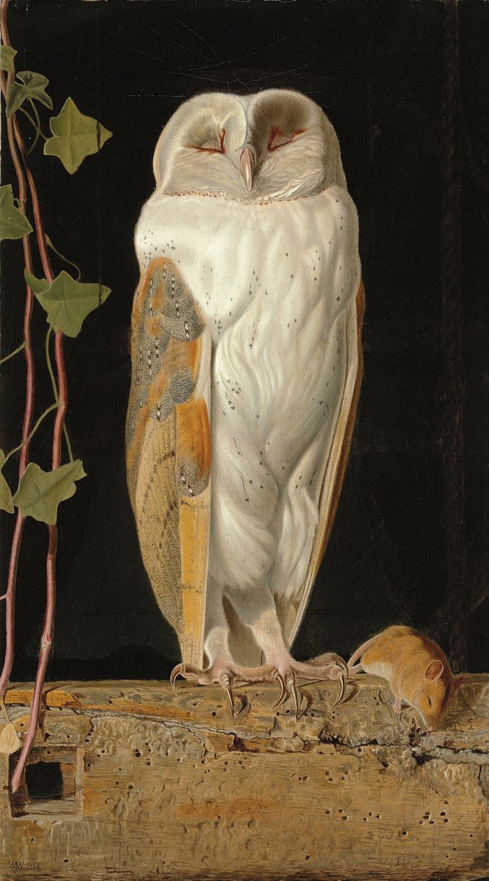 Den vita ugglan: "Ensam och värmer sina fem förstånd, sitter den vita ugglan i klockstapeln", 1856 av William J. Webbe