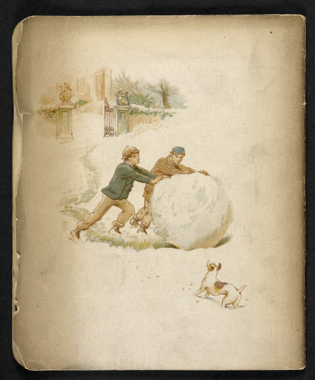 Barn och en snöboll.  Holiday Train: en sång av "Dulce Domum" ... Illustrerad av W. J. Webb.  Frederick Langbridge  London, 1891 av William J. Webbe or Webb
