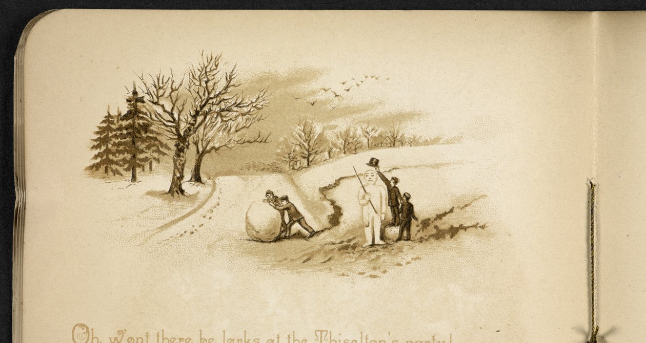 Barn och en snögubbe. Holiday Train: en sång av "Dulce Domum" ... Illustrerad av W. J. Webb.  Frederick Langbridge  London, 1891 av William J. Webbe or Webb