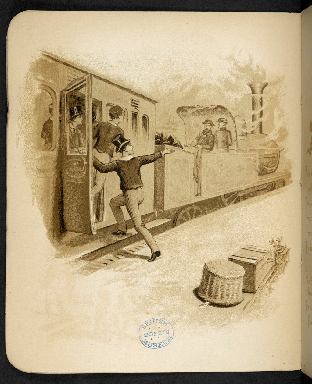 Att sätta sig på ett ångtåg.  Holiday Train: en sång av "Dulce Domum" ... Illustrerad av W. J. Webb.  Frederick Langbridge  London, 1891 av William J. Webbe or Webb