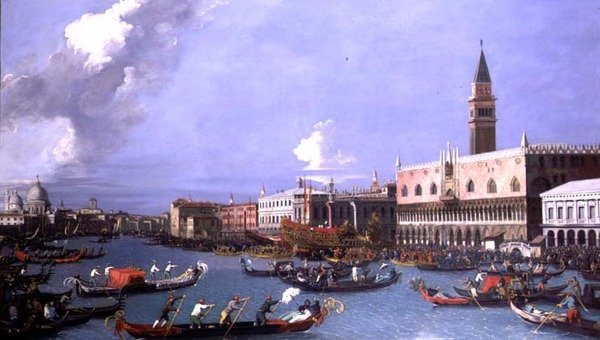 Bucintoro återvänder till Molo på Kristi himmelsfärdsdag, Venedig av William James