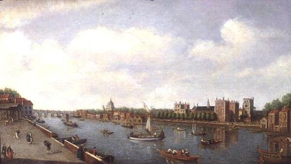 Vy över Themsen vid Lambeth Palace, ca 1770 av William James