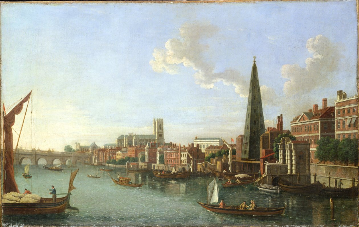 Westminster Bridge (kväll), mitten av 1700-talet (olja på duk) av William James