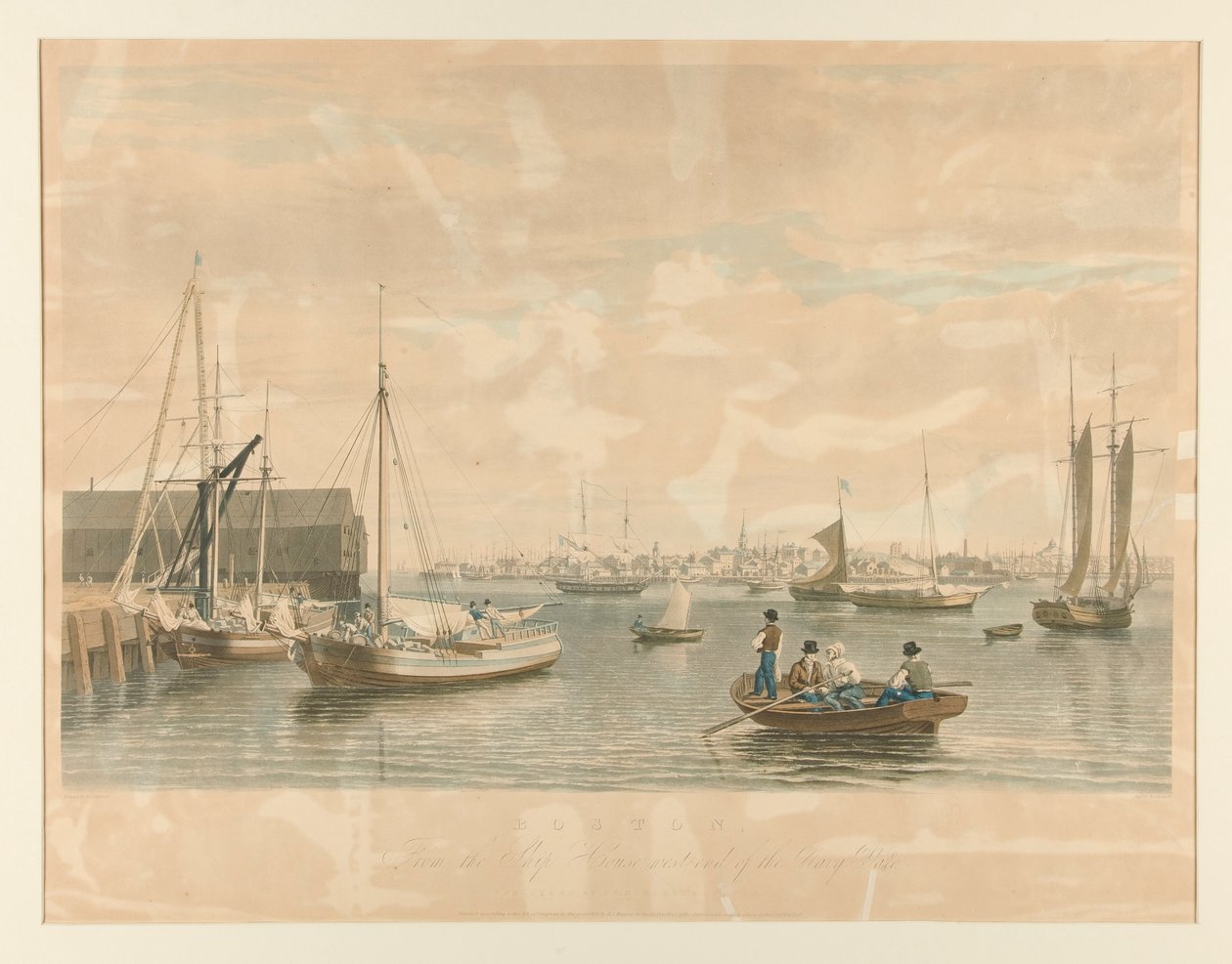Boston. / Från Skeppshuset, västra änden av Marinvarvet av William James Bennett