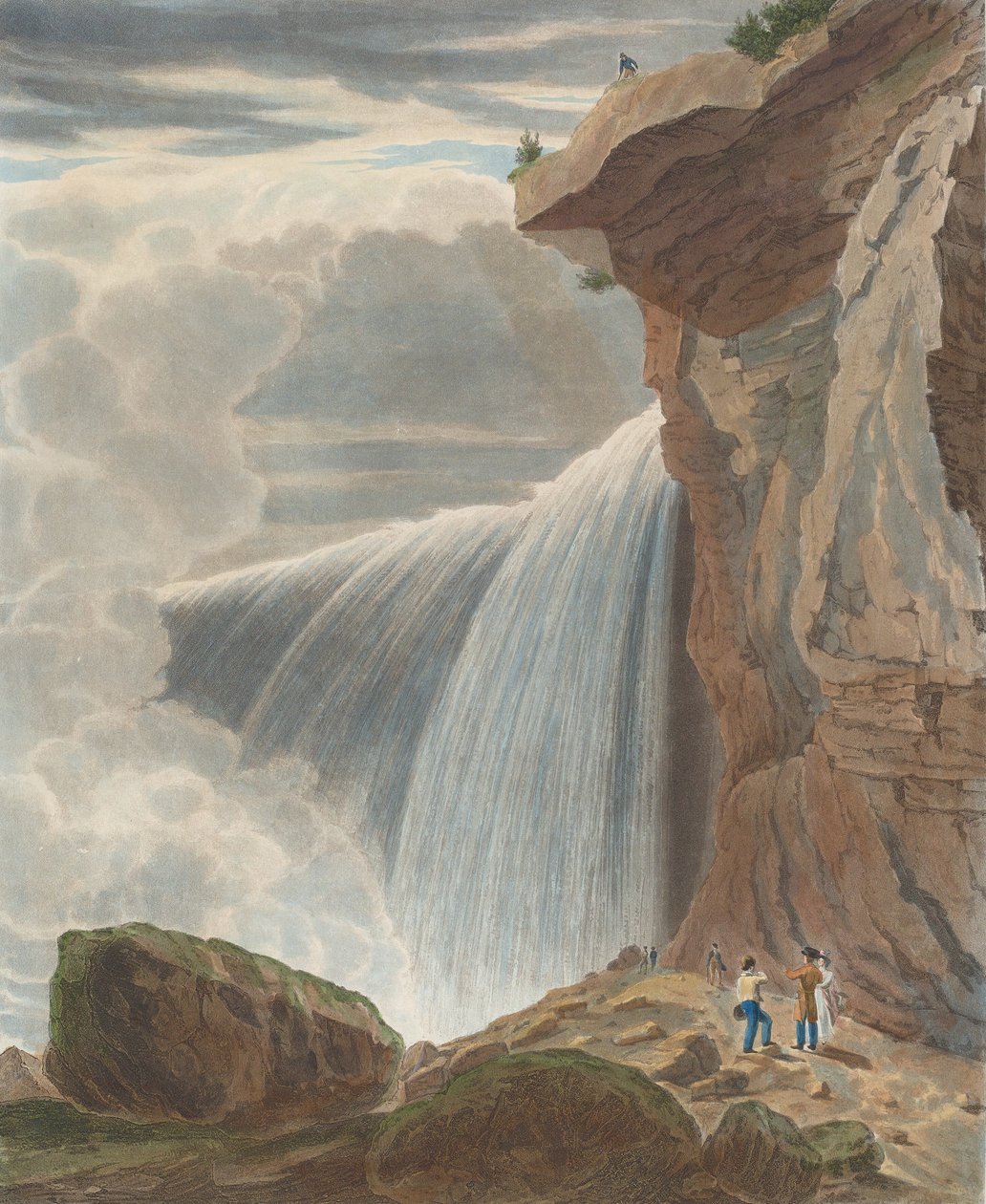 Niagarafallen från Under Table Rock, 1829. av William James Bennett