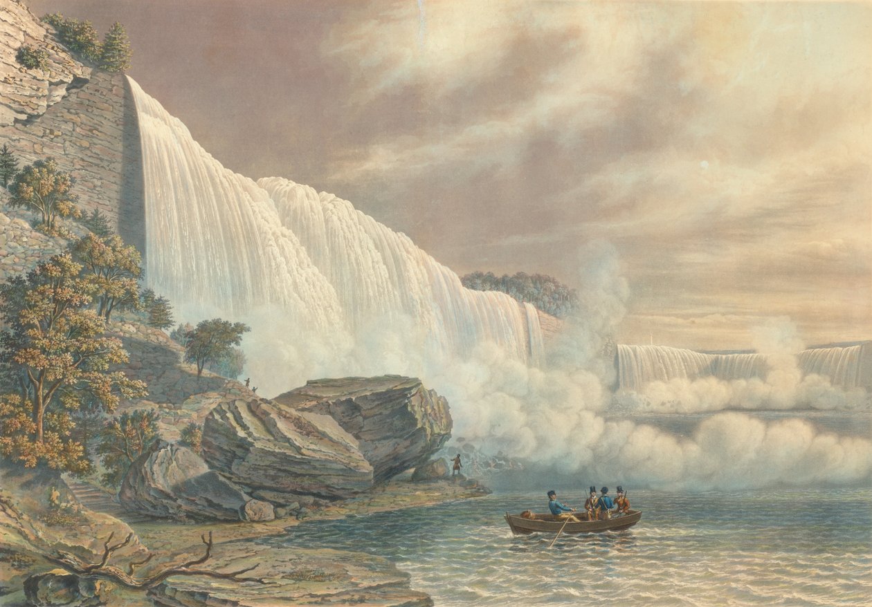 Niagarafallen från den amerikanska sidan, publicerad 1840. av William James Bennett