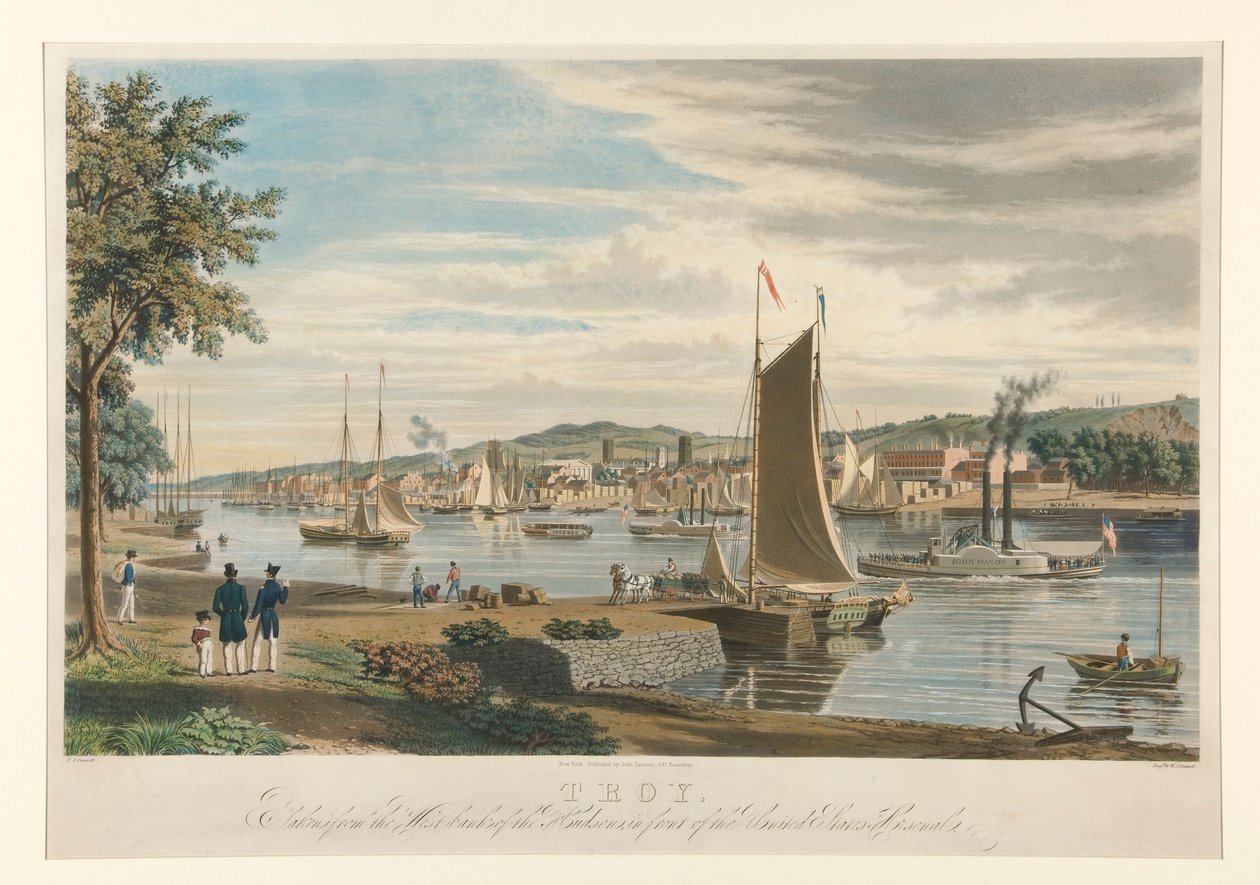 Troja. Taget från Hudsons västra strand, framför United States Arsenal. av William James Bennett