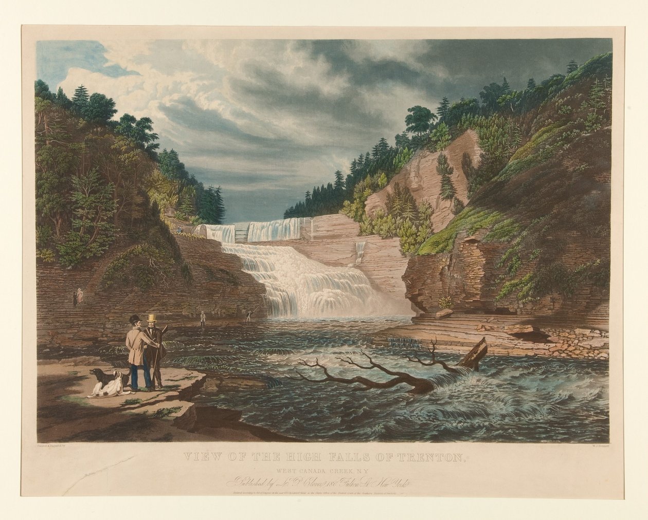 Utsikt över de höga vattenfallen vid Trenton, West Canada Creek, New York av William James Bennett