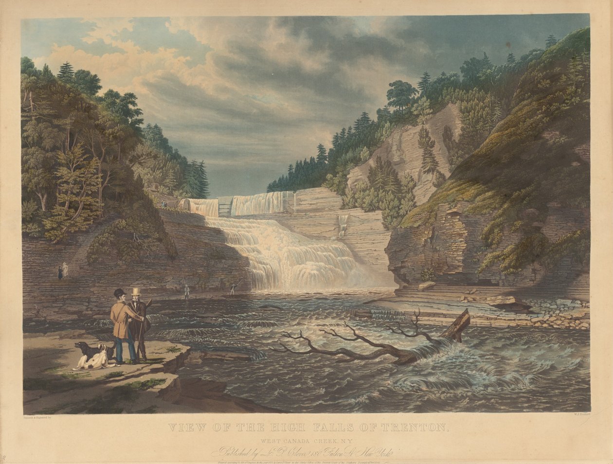 Vy över High Falls i Trenton: West Canada Creek, New York av William James Bennett