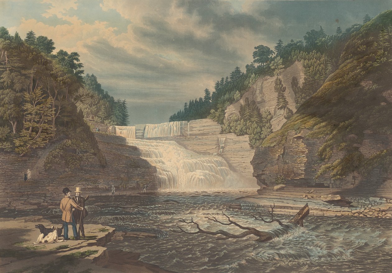 View of the High Falls of Trenton: West Canada Creek, N.Y., publicerad 1835. av William James Bennett