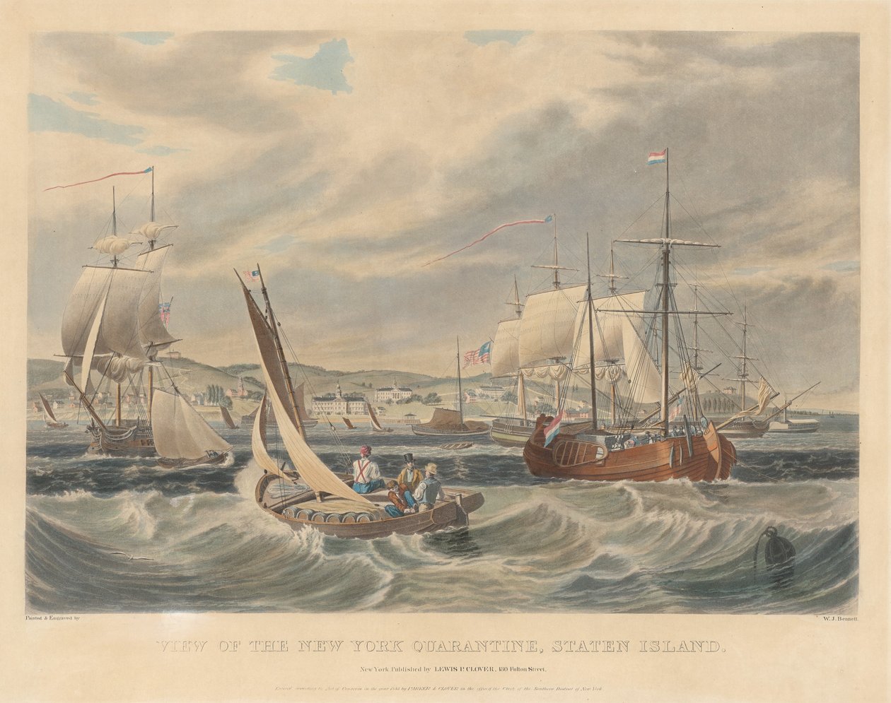 Utsikt över New York Quarantine, Staten Island av William James Bennett