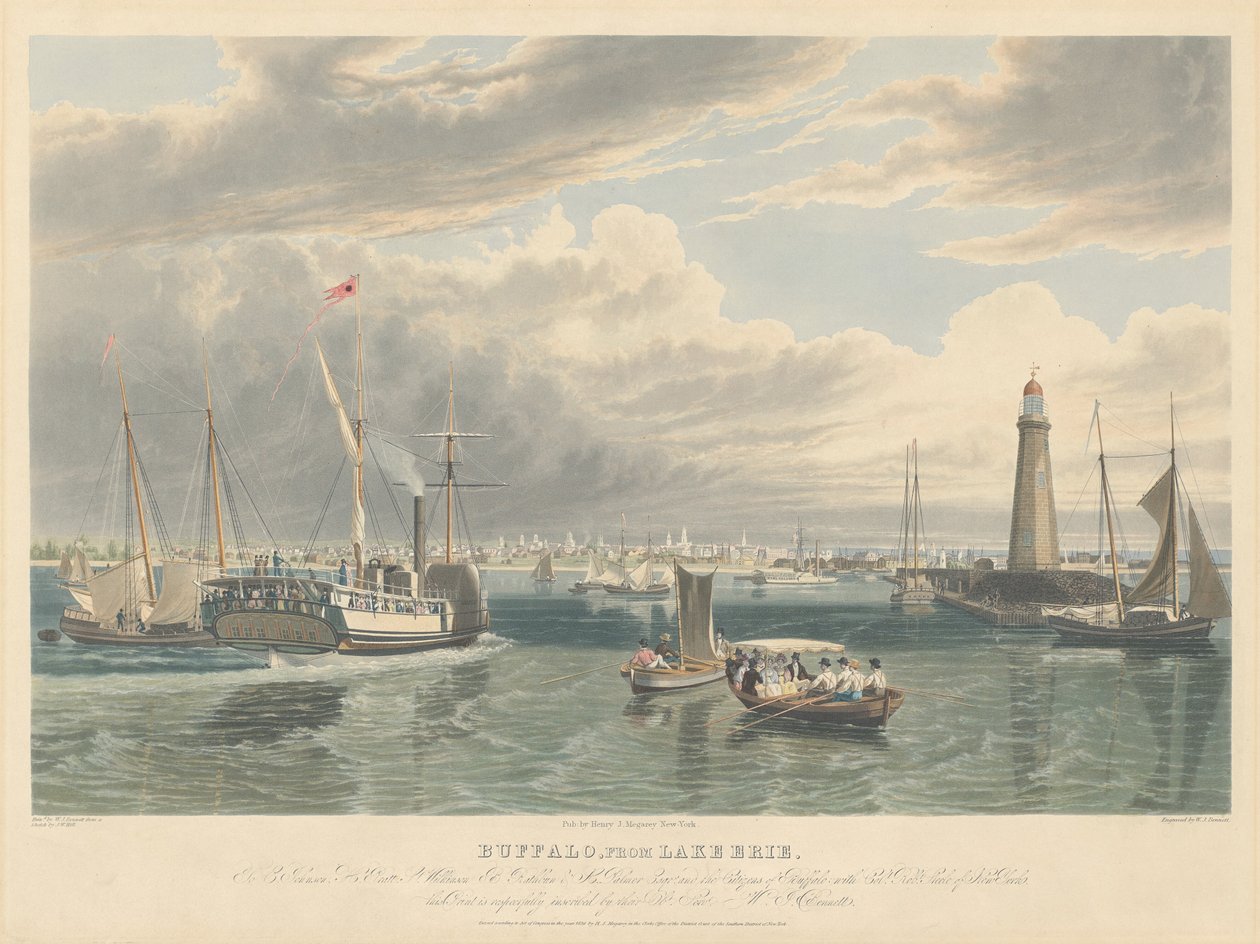 Buffalo, från Lake Erie av William James Bennett after John William Hill