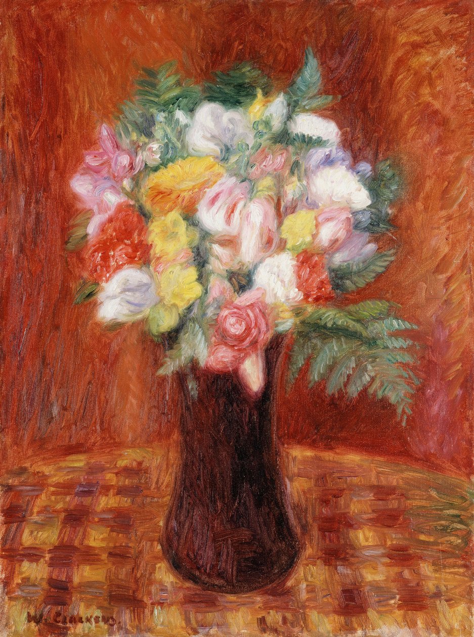 Bukett i lila vas av William James Glackens