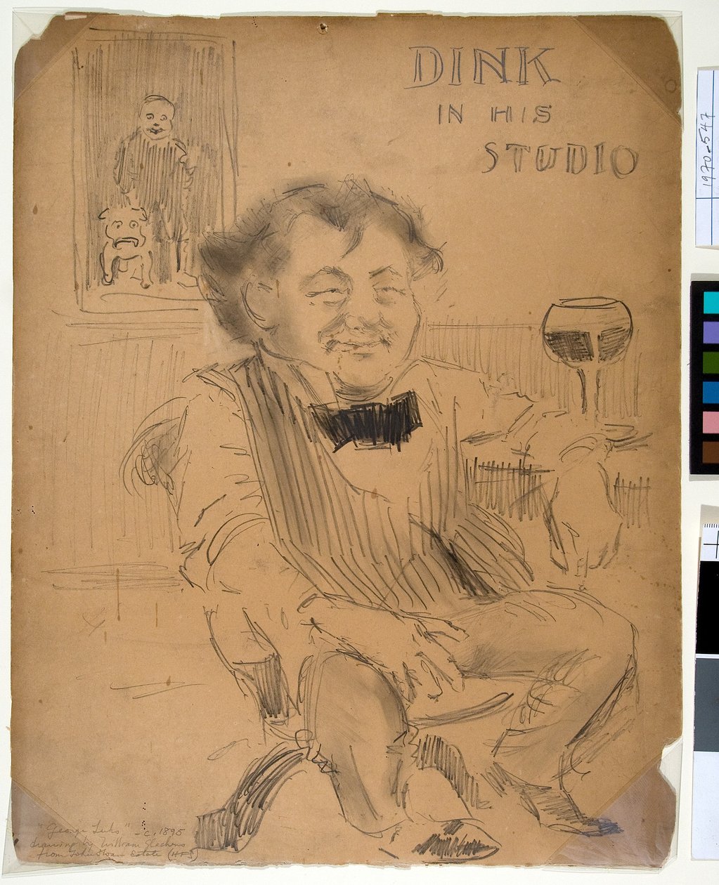 Dink in his Studio, ca 1895 (grafit och kol på bristolskiva) av William James Glackens