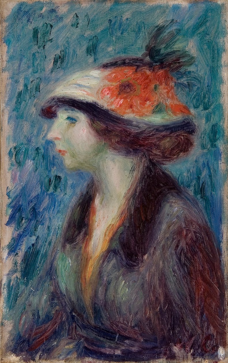 Flicka med blommig hatt av William James Glackens
