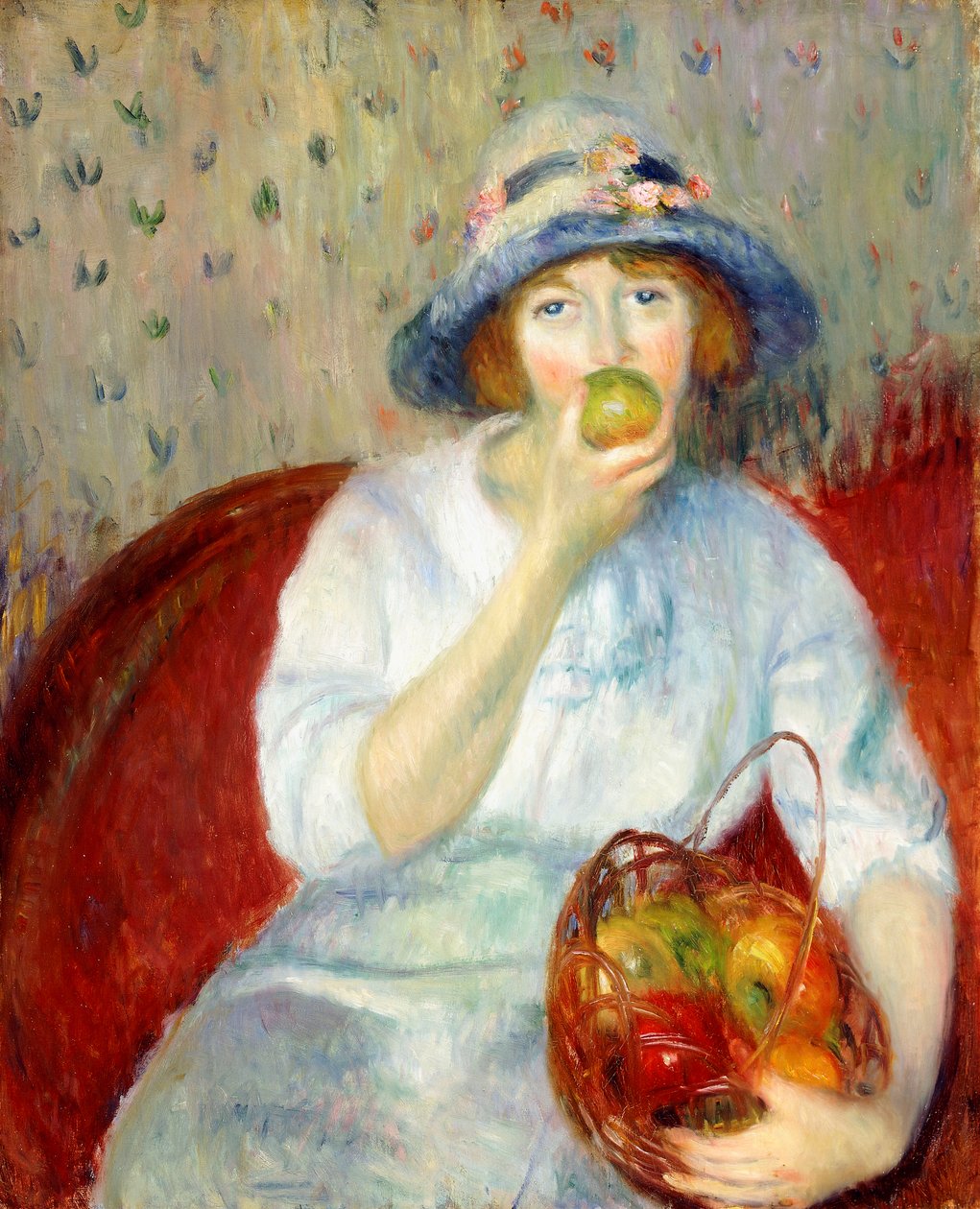 Flicka med grönt äpple av William James Glackens