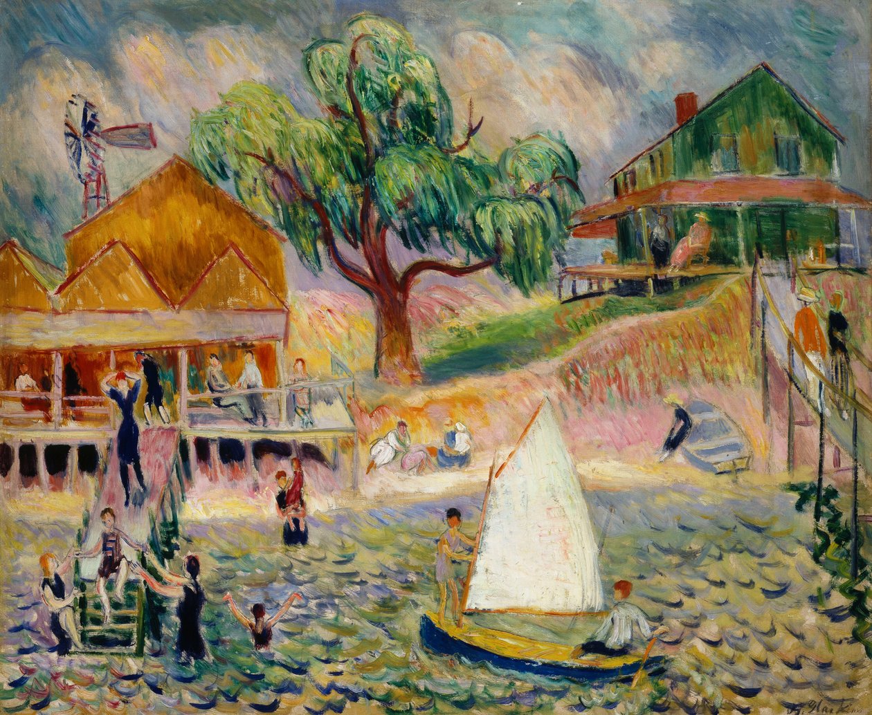 The Green Beach Cottage, Bellport, Long Island, ca 1911-1916 (olja på duk) av William James Glackens