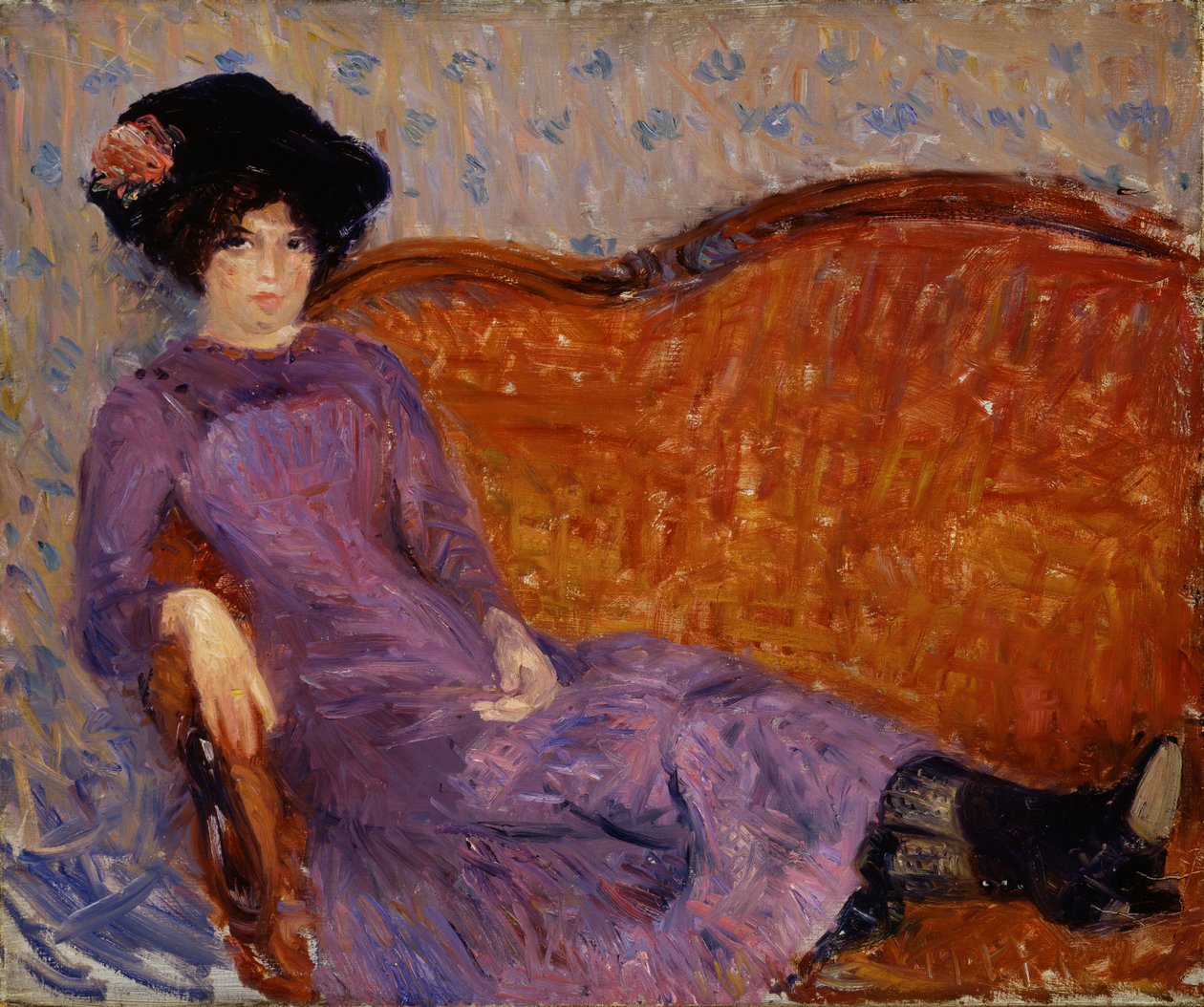 Den lila klänningen, 1908-1910. av William James Glackens