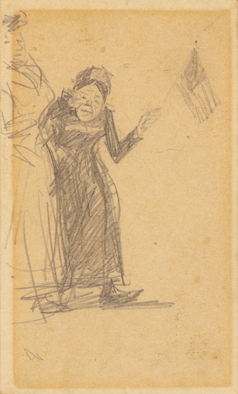 Kvinna som viftar med flagga av William James Glackens