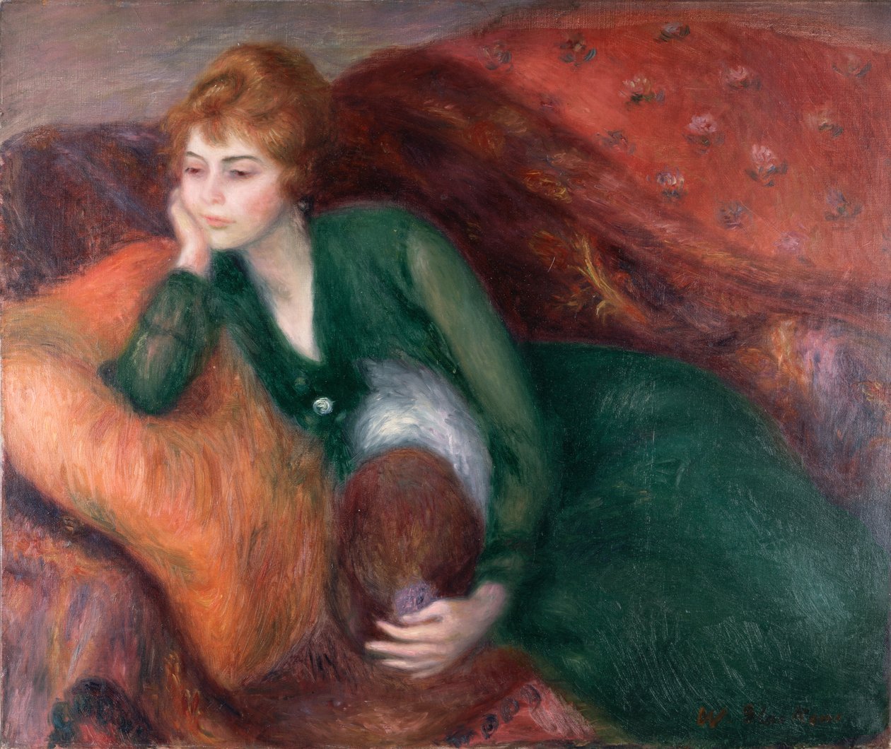 Ung kvinna i grönt, ca 1915 (olja på duk) av William James Glackens