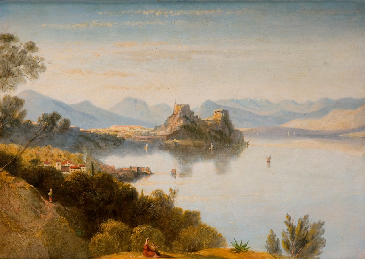 Albanska bergen med Korfu på avstånd av William James Linton