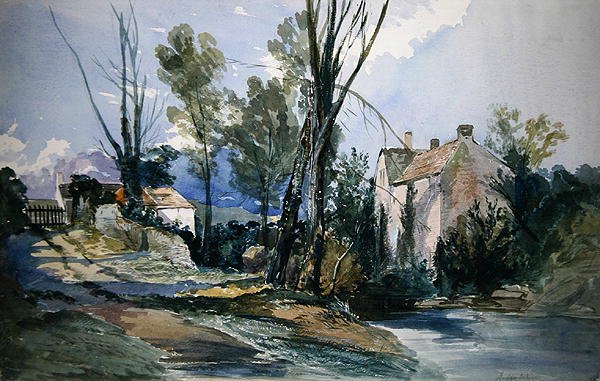 A Staffordshire Mill (akvarell på papper) av William James Muller