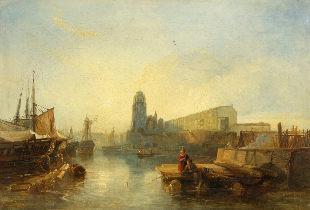 Bristol Harbor (olja på duk) av William James Muller