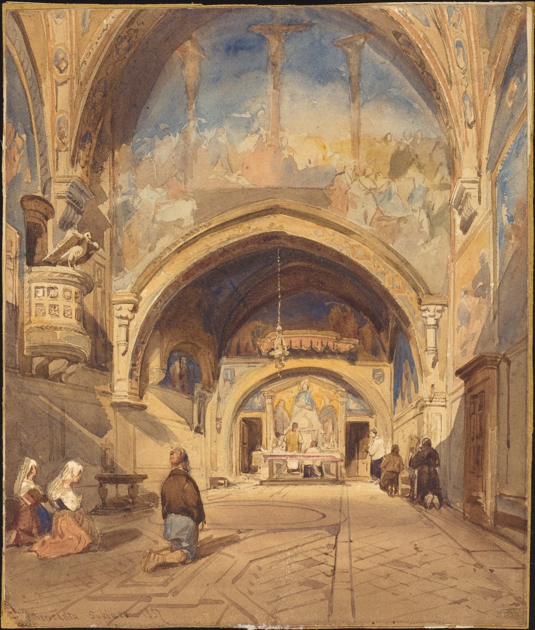 Interiör av kyrkan San Benedetto, Subiaco av William James Muller