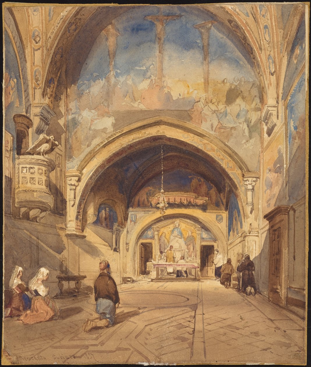 Interiör av San Benedetto-kyrkan, Subiaco av William James Muller