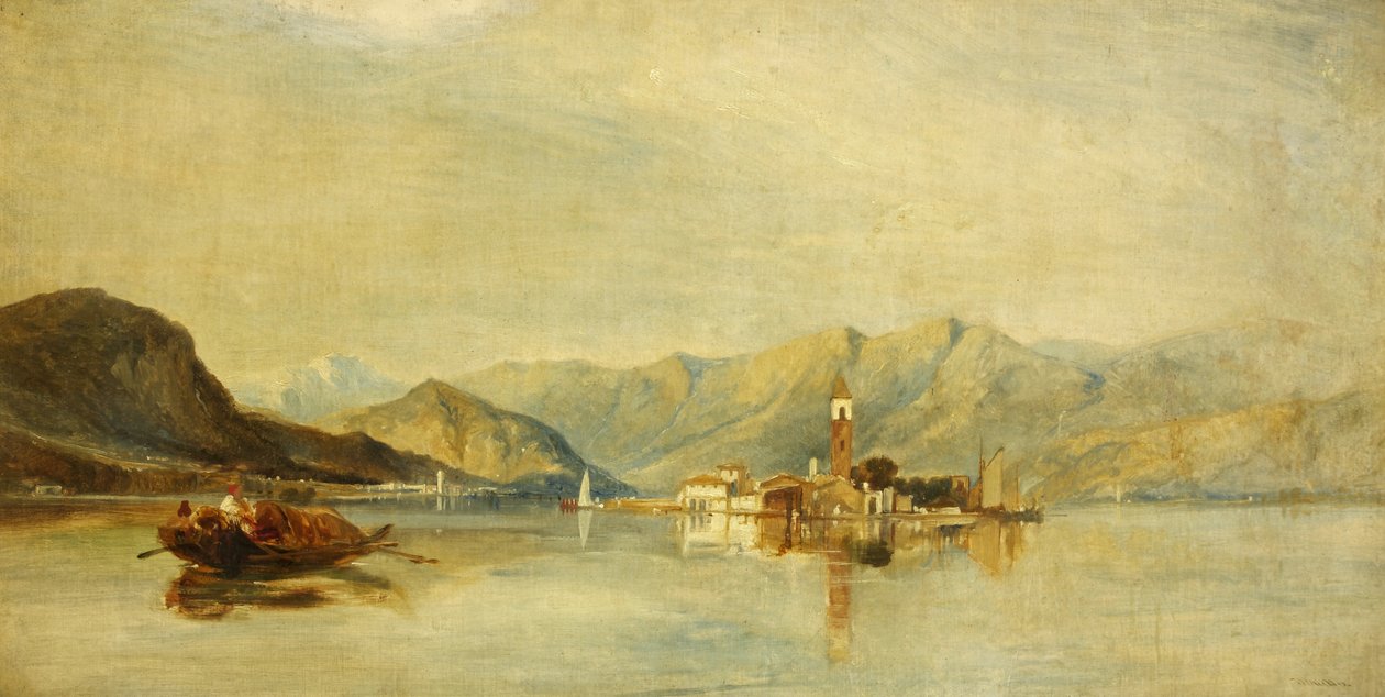 Lago Maggiore och Isola Bella (olja på duk) av William James Muller