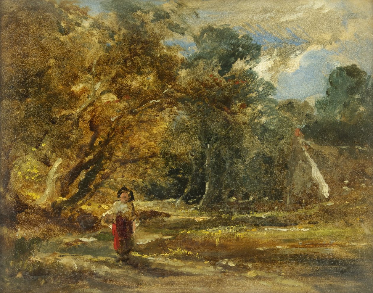 Landskap med flicka (olja ombord) av William James Muller