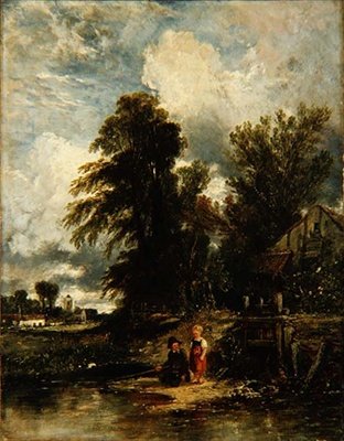 Kvarn med barn som fiskar av William James Muller