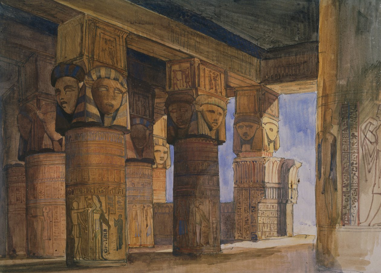 Temple of Denderah, övre Egypten (akvarell på papper) av William James Muller