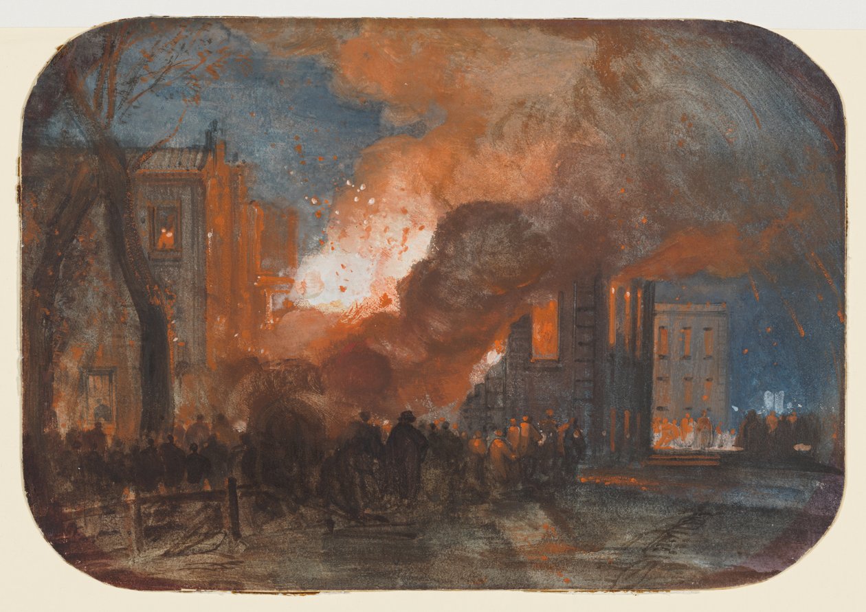 Branden i Mansion House, Queen Square, Bristol av William James Muller