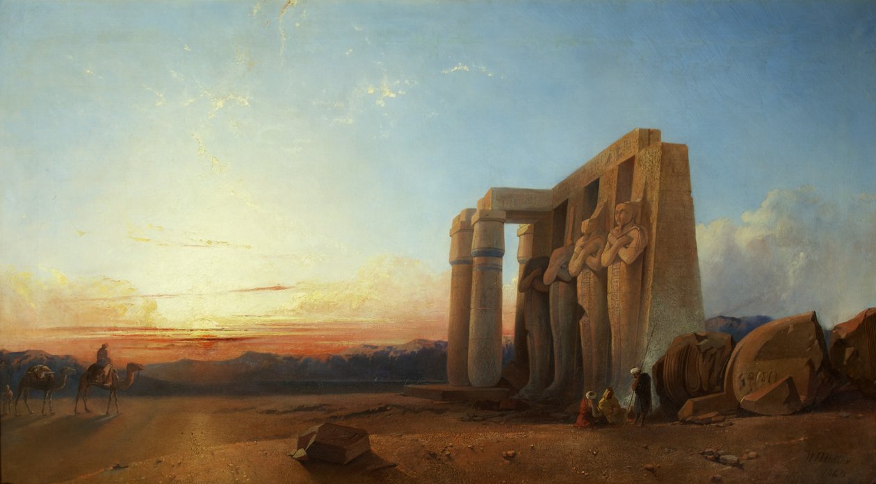 Ramesseum i Thebe, solnedgång av William James Muller