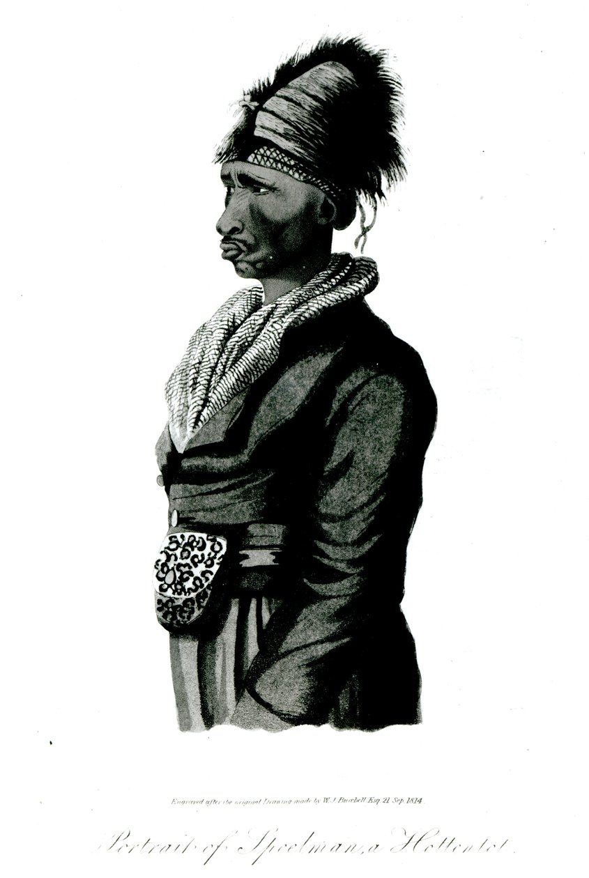 Porträtt av Speelman, en Hottentot, 1814 av William John Burchell