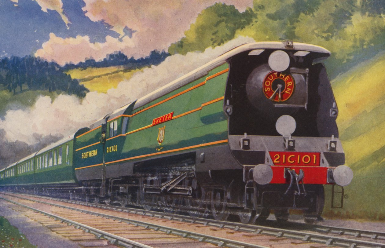 En Southern Railway Main Line Express (färglitografi) av William John Patton McDowell