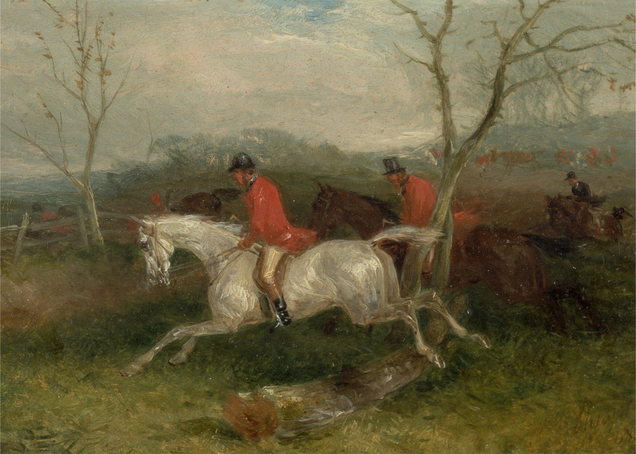 Foxhunting: Coming to a Fence (Full Cry) (olja på kvarnbräda) av William Joseph Shayer