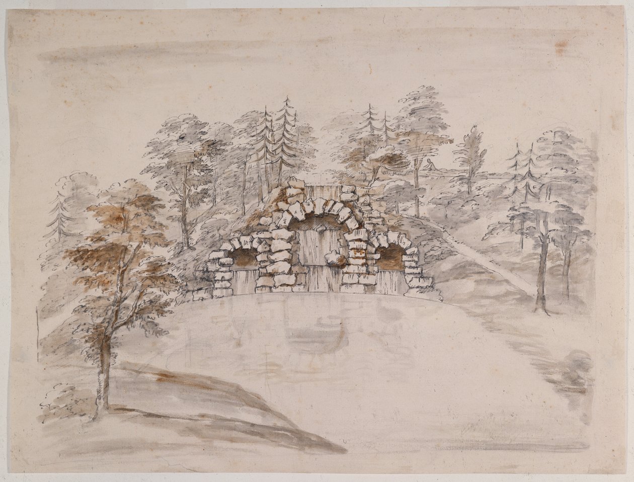 Chiswick, design för en kaskad (penna och bläck och tvätta på papper) av William Kent