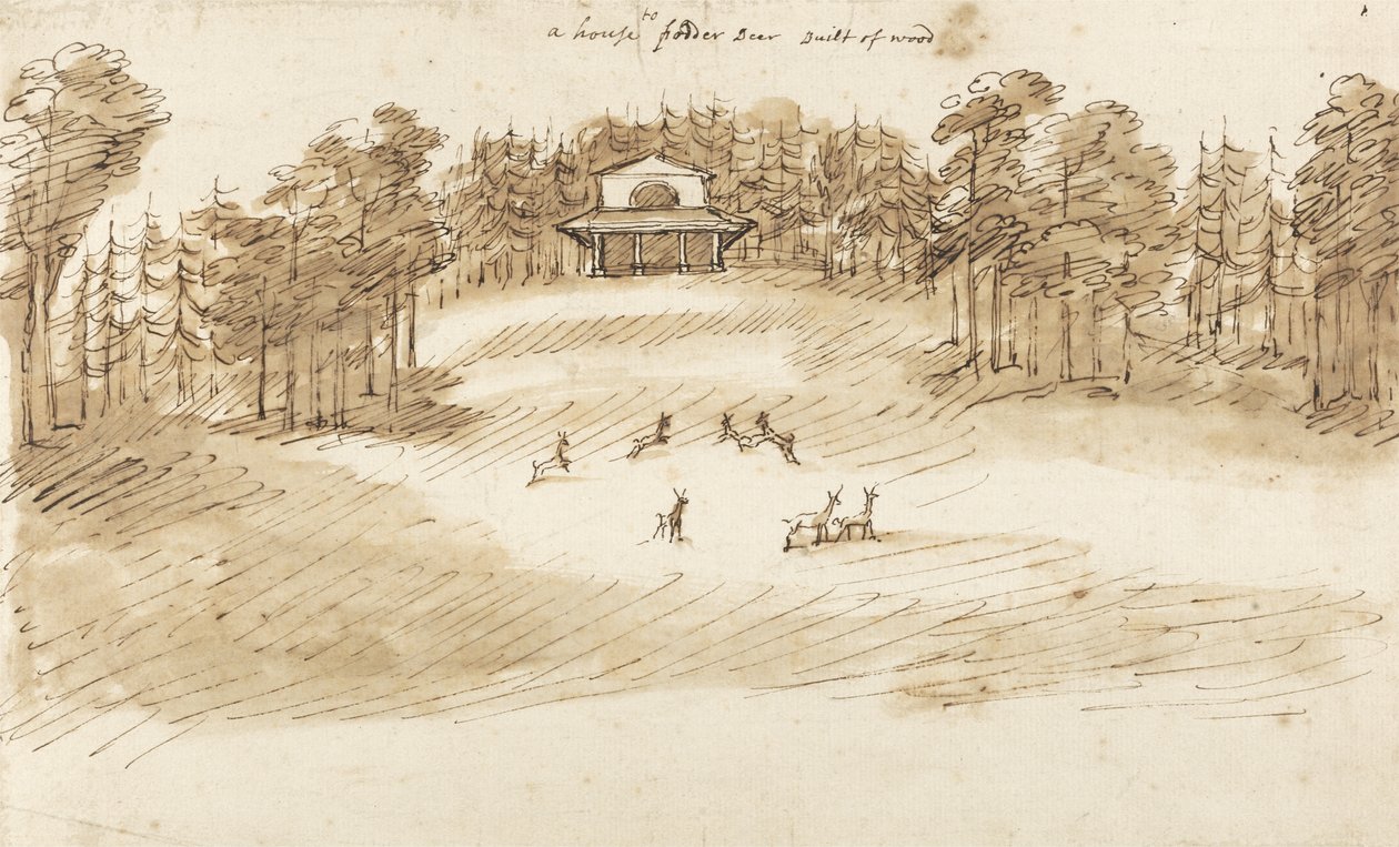Deer Park (penna och bläck med tvätt på papper) av William Kent