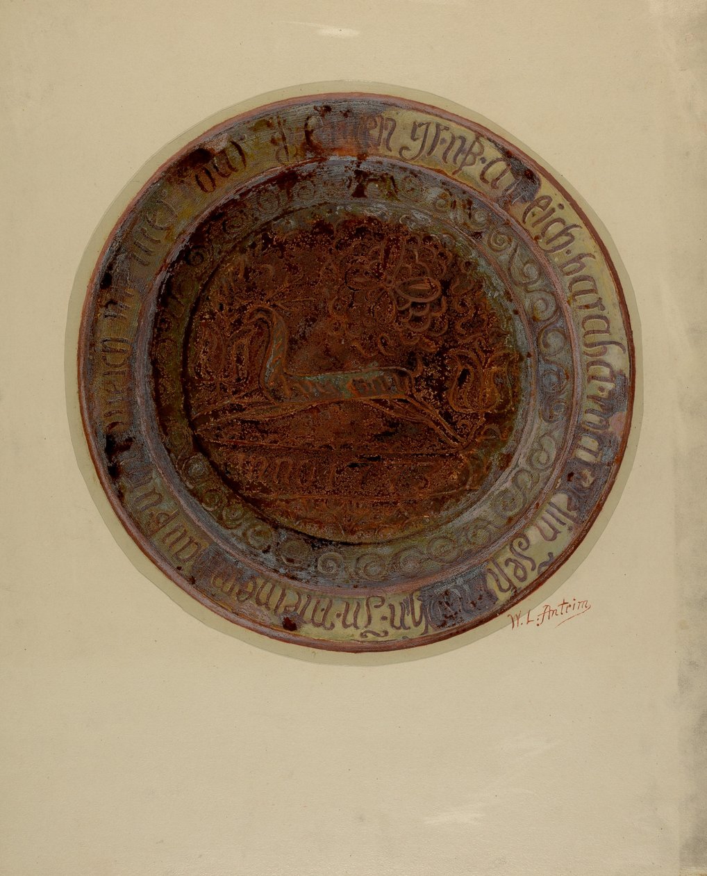 Pa. tysk maträtt, ca. 1937. av William L Antrim