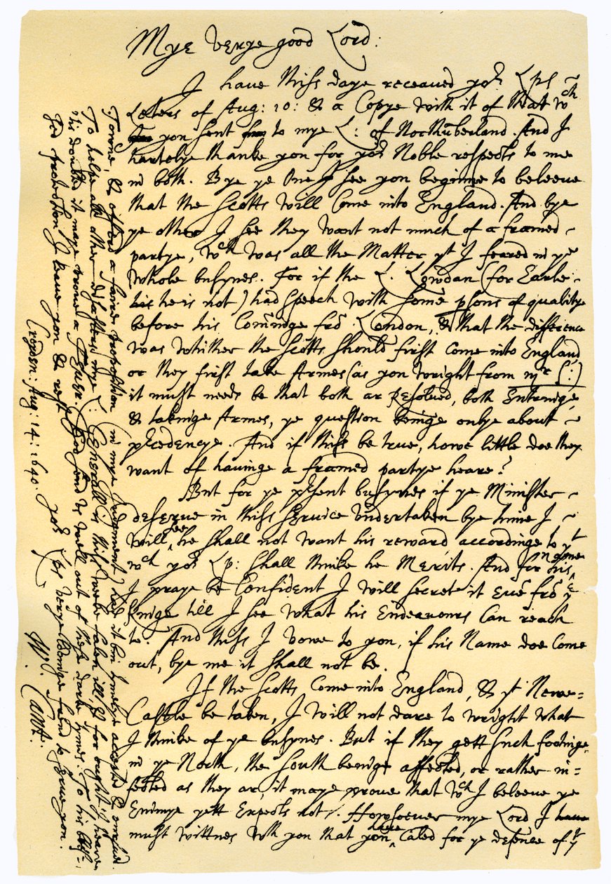 Brev från William Laud, ärkebiskop av Canterbury till Edward Conway, 14 augusti 1640. av William Laud