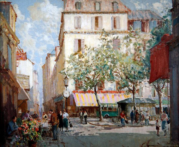 A Square in Paris (olja på duk) av William Lee Hankey