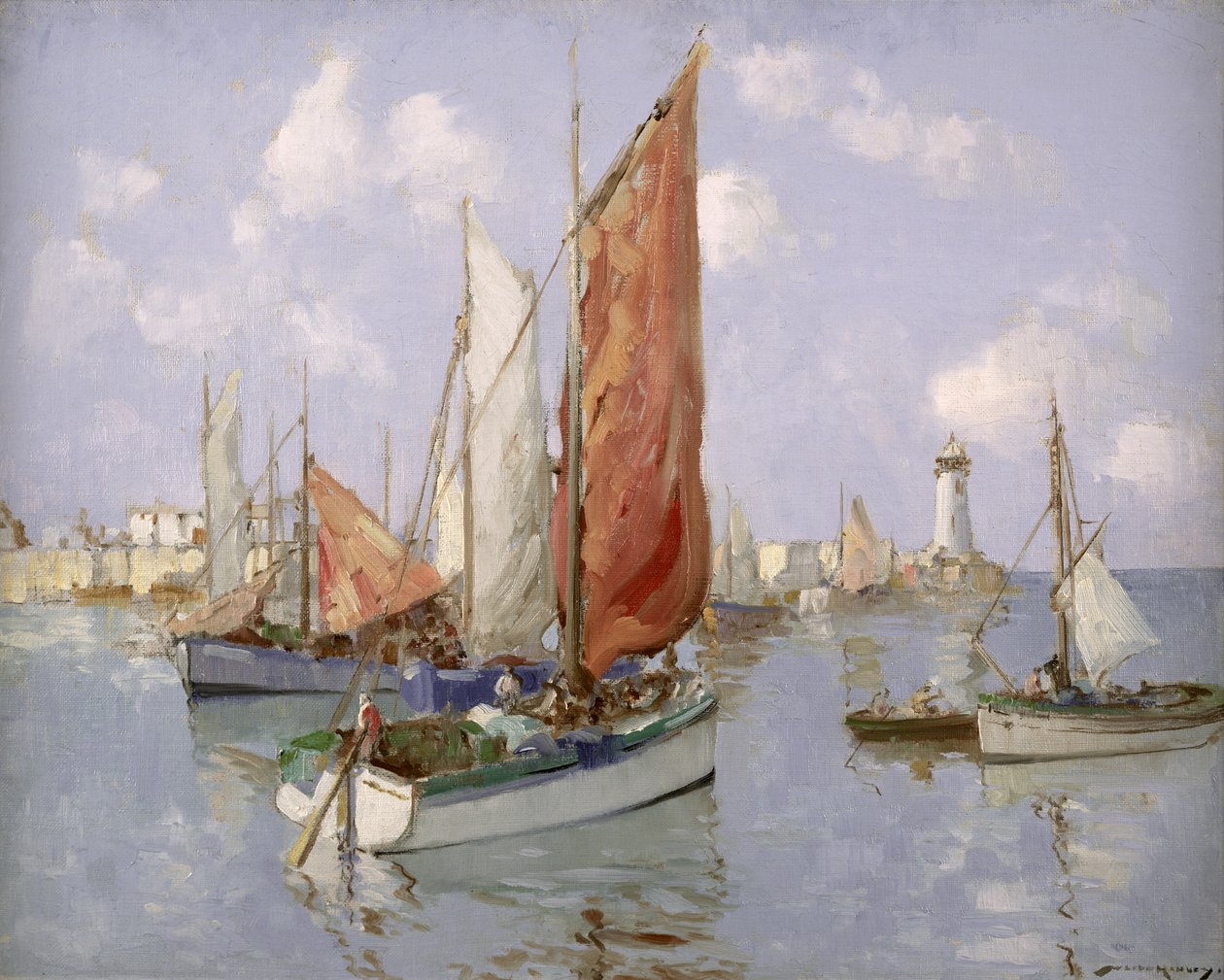 Fiskebåt, Chareute (olja på duk) av William Lee Hankey