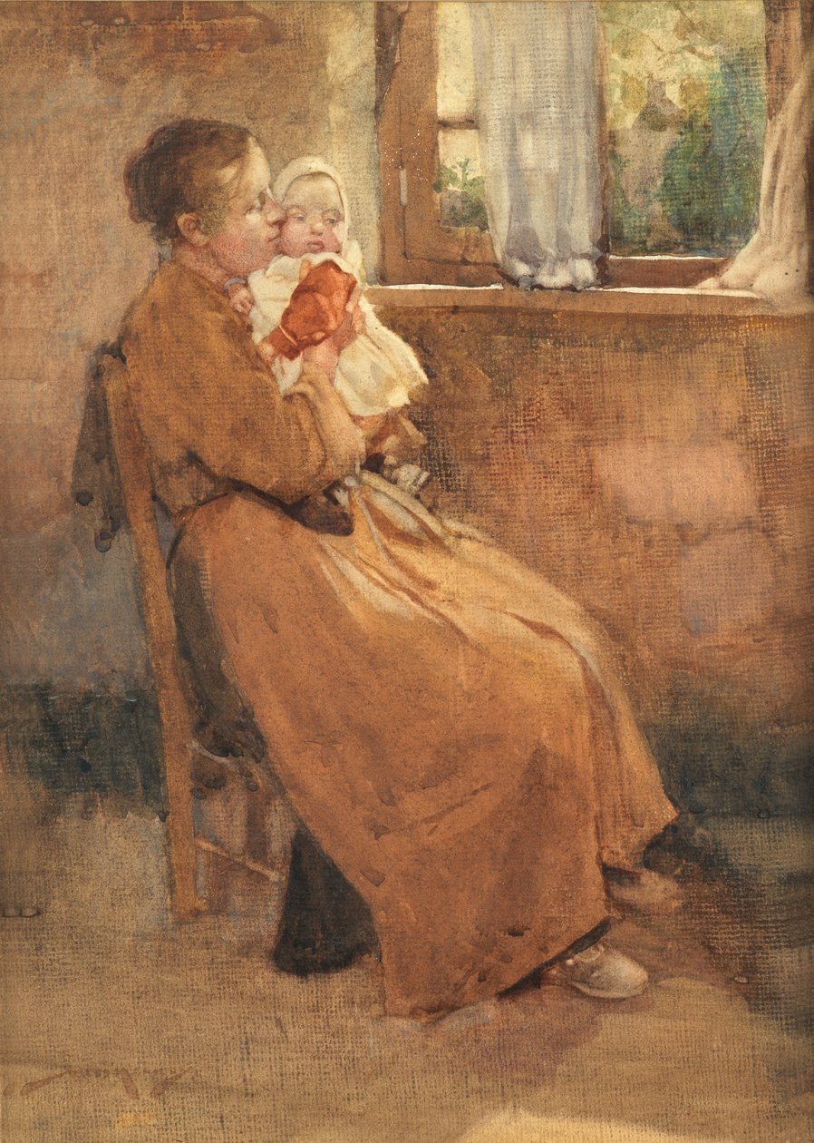 Ljus i stugan (akvarell på papper) av William Lee Hankey