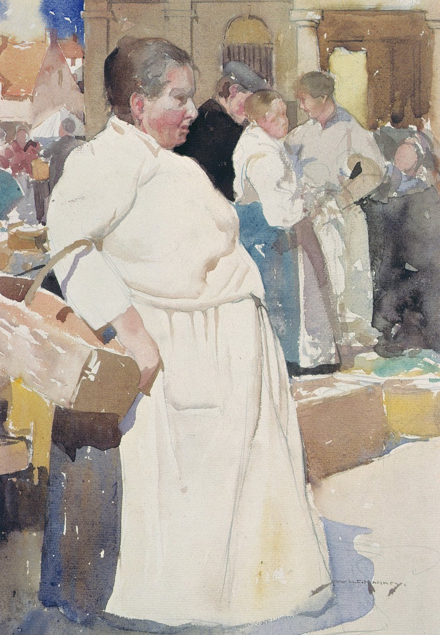 Madame la Menagere, Etaples (akvarell på papper) av William Lee Hankey